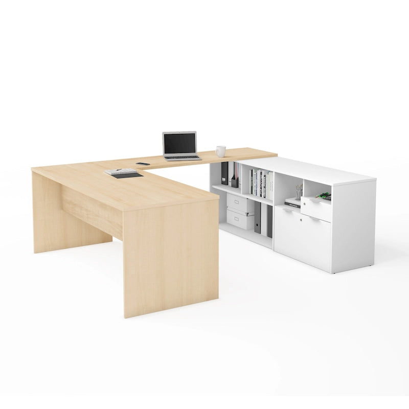 Bureau en U avec deux tiroirs