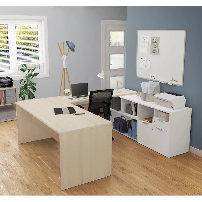 Bureau en U avec deux tiroirs