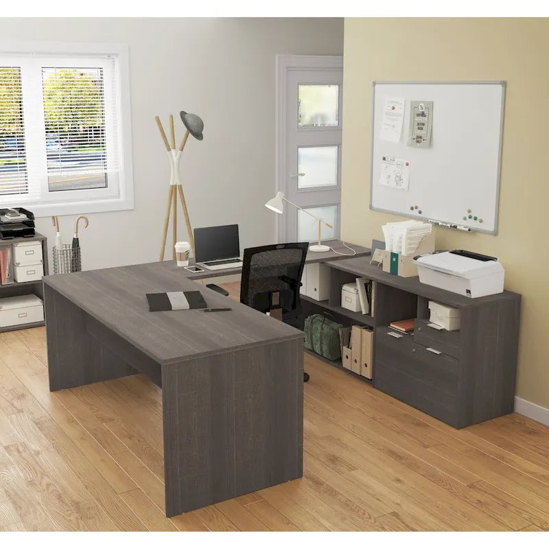 Bureau en U avec deux tiroirs