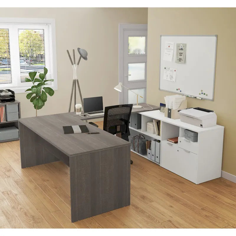 Bureau en U avec deux tiroirs