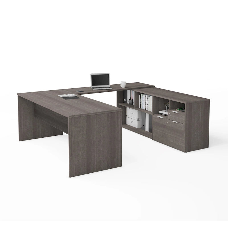 Bureau en U avec deux tiroirs