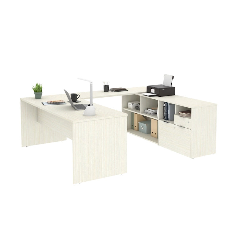 Bureau en U avec deux tiroirs