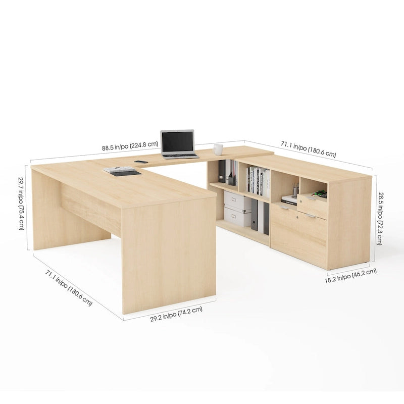 Bureau en U avec deux tiroirs