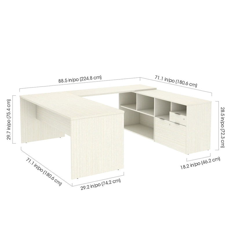 Bureau en U avec deux tiroirs