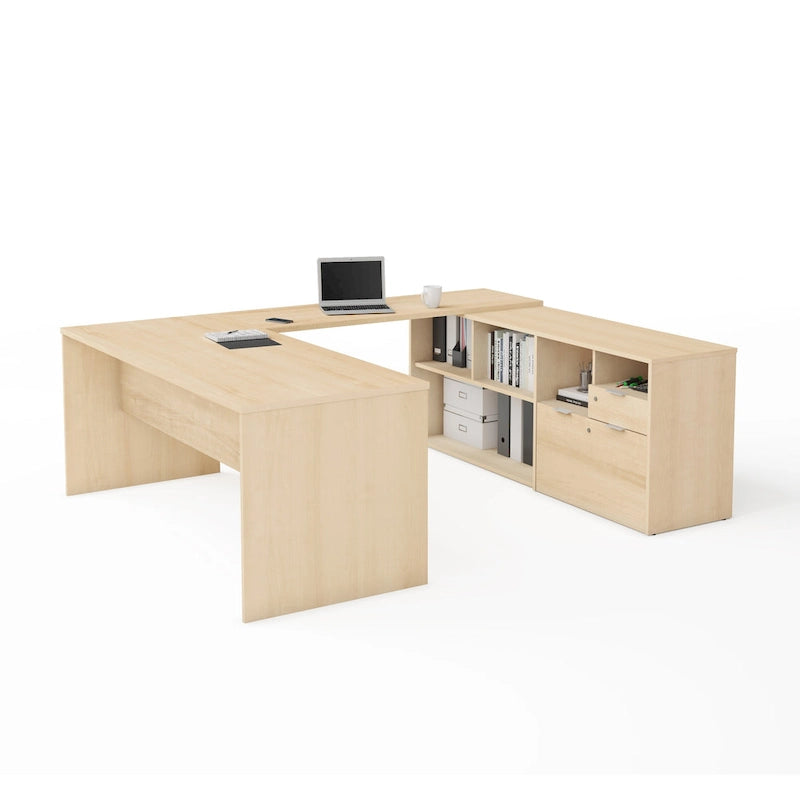 Bureau en U avec deux tiroirs