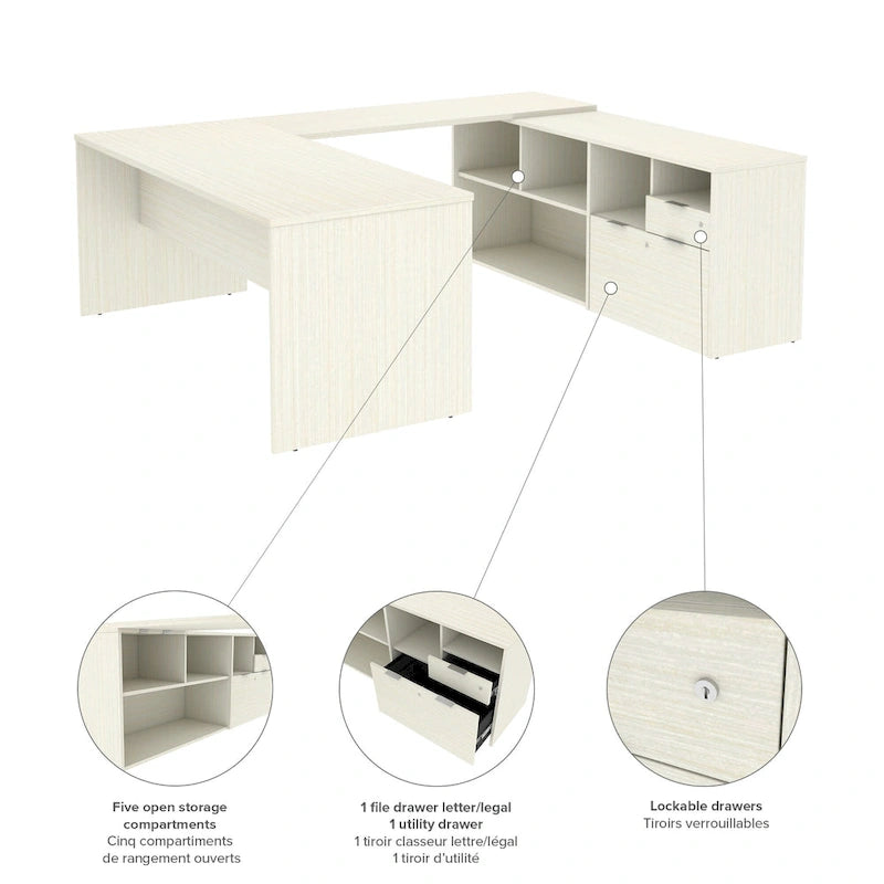 Bureau en U avec deux tiroirs