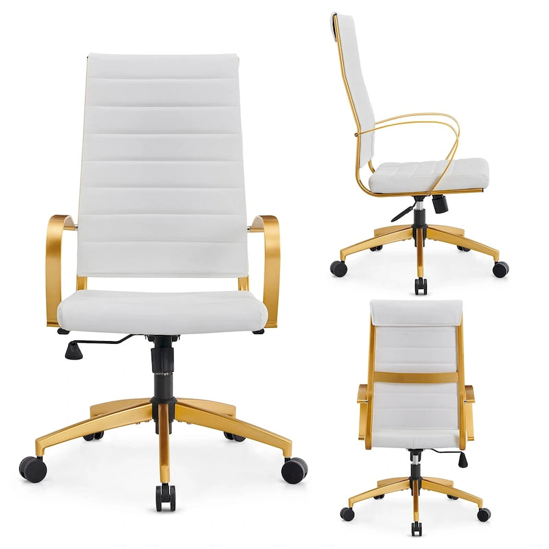 Chaise de bureau nervurée, réglable, pivotante, avec dossier haut