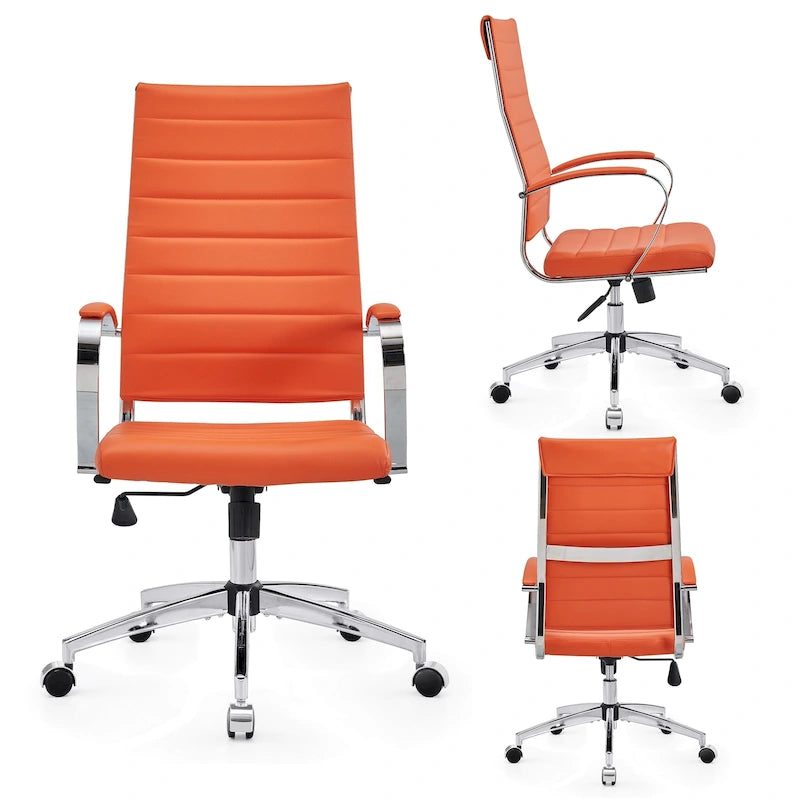 Chaise de bureau nervurée, réglable, pivotante, avec dossier haut