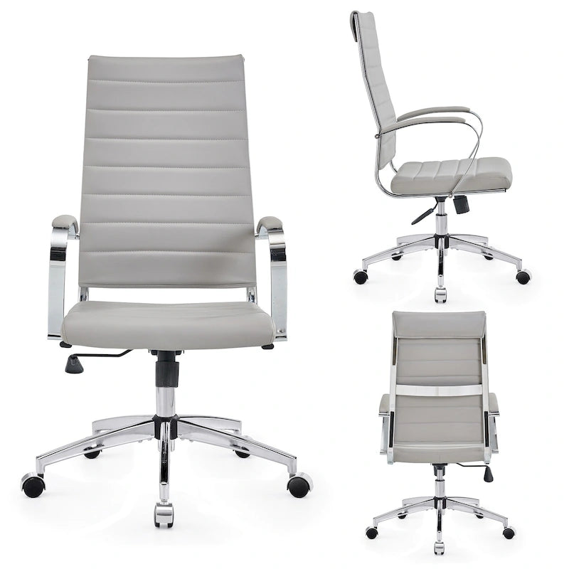 Chaise de bureau nervurée, réglable, pivotante, avec dossier haut
