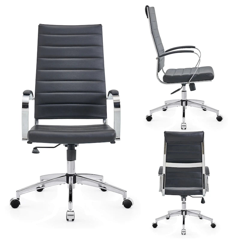 Chaise de bureau nervurée, réglable, pivotante, avec dossier haut