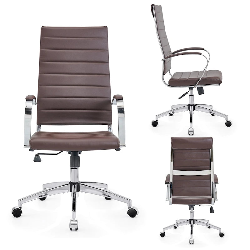 Chaise de bureau nervurée, réglable, pivotante, avec dossier haut
