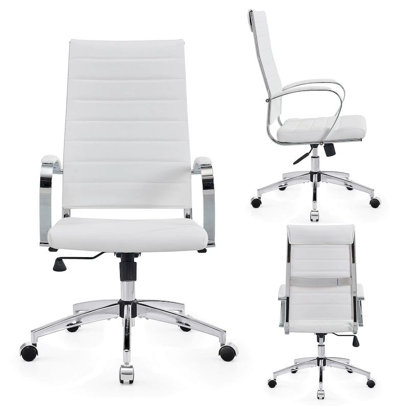 Chaise de bureau nervurée, réglable, pivotante, avec dossier haut