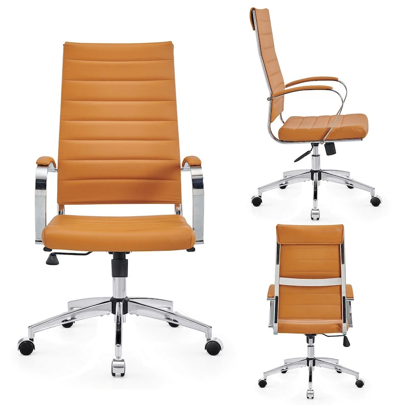 Chaise de bureau nervurée, réglable, pivotante, avec dossier haut