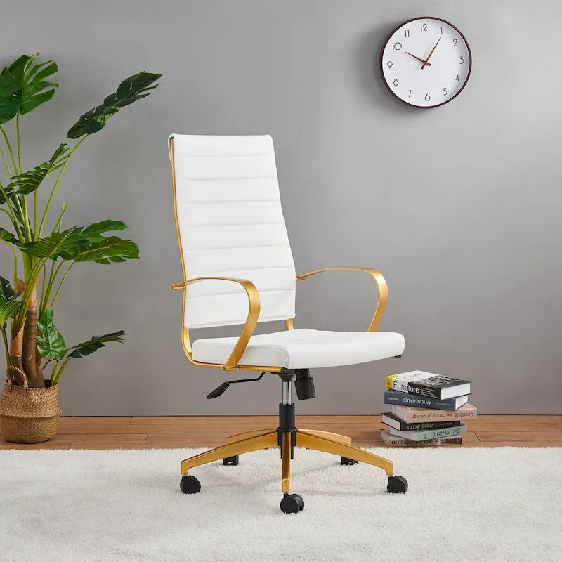 CAROCC Ribbed Computer Office Chair Adjustable Swivel High Back Desk Chair