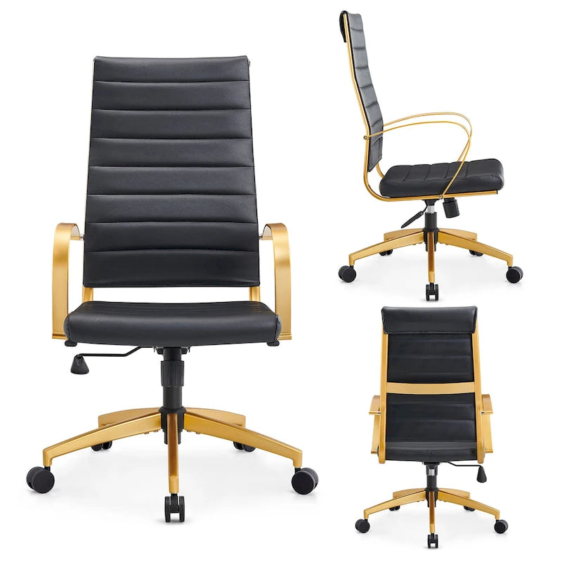 Chaise de bureau nervurée, réglable, pivotante, avec dossier haut