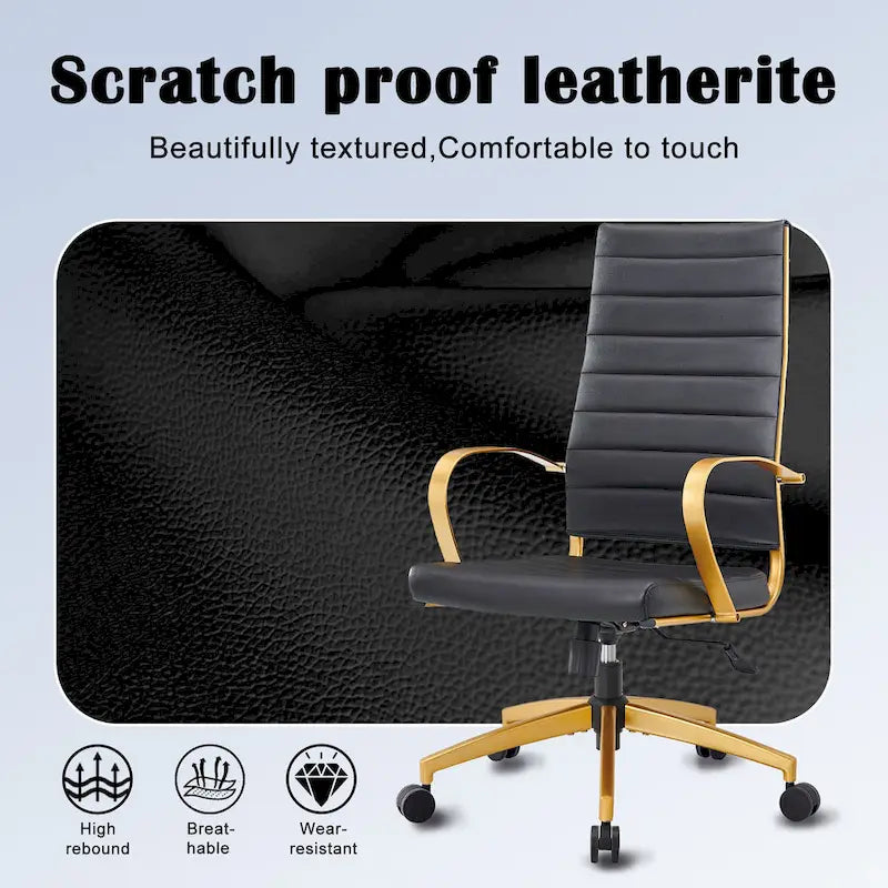 Chaise de bureau nervurée, réglable, pivotante, avec dossier haut