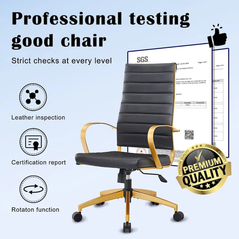Chaise de bureau nervurée, réglable, pivotante, avec dossier haut