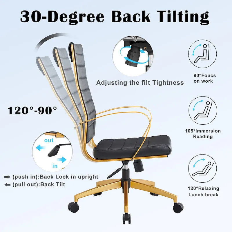 Chaise de bureau nervurée, réglable, pivotante, avec dossier haut