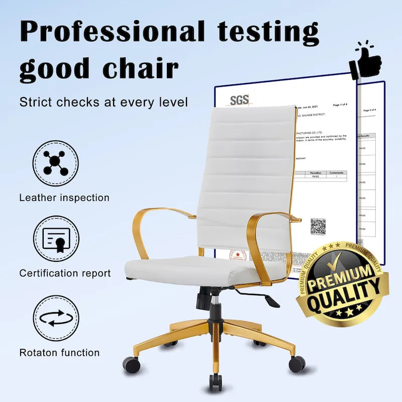 Chaise de bureau nervurée, réglable, pivotante, avec dossier haut