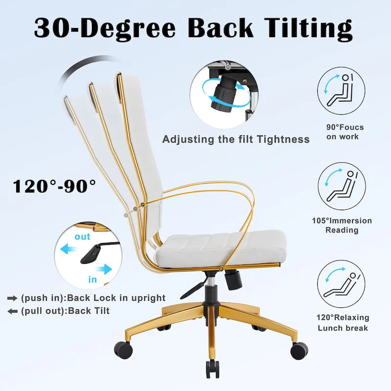 Chaise de bureau nervurée, réglable, pivotante, avec dossier haut