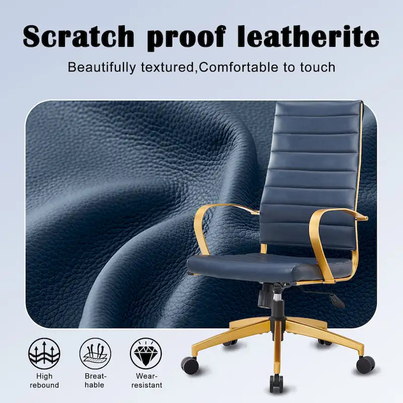 Chaise de bureau nervurée, réglable, pivotante, avec dossier haut