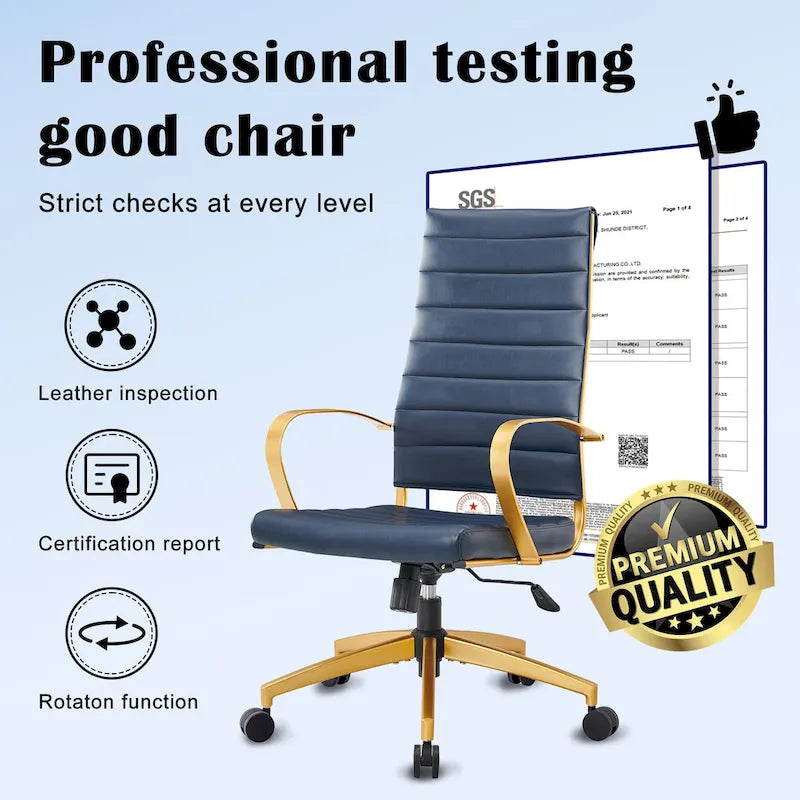 Chaise de bureau nervurée, réglable, pivotante, avec dossier haut