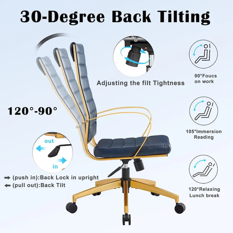 Chaise de bureau nervurée, réglable, pivotante, avec dossier haut