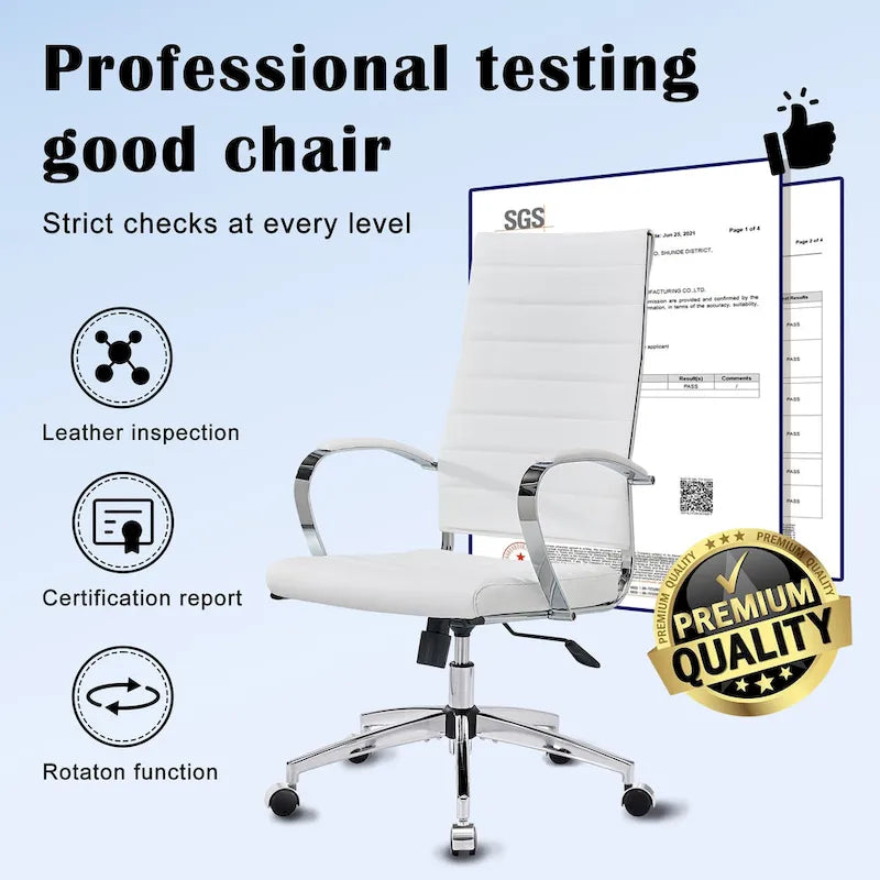 Chaise de bureau nervurée, réglable, pivotante, avec dossier haut