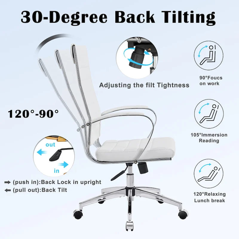 Chaise de bureau nervurée, réglable, pivotante, avec dossier haut