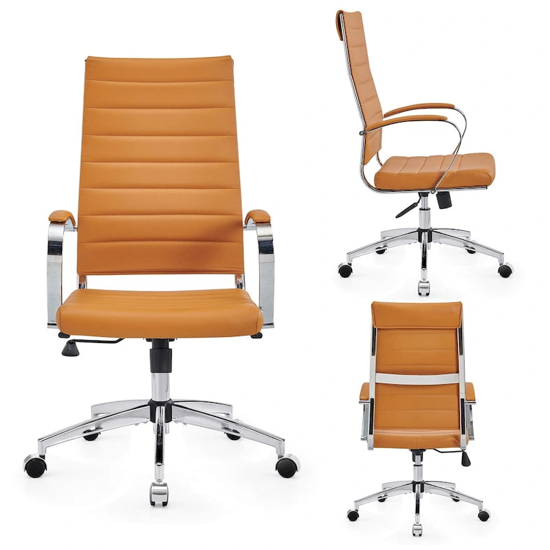 Chaise de bureau nervurée, réglable, pivotante, avec dossier haut