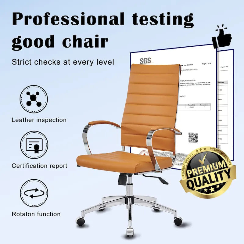 Chaise de bureau nervurée, réglable, pivotante, avec dossier haut
