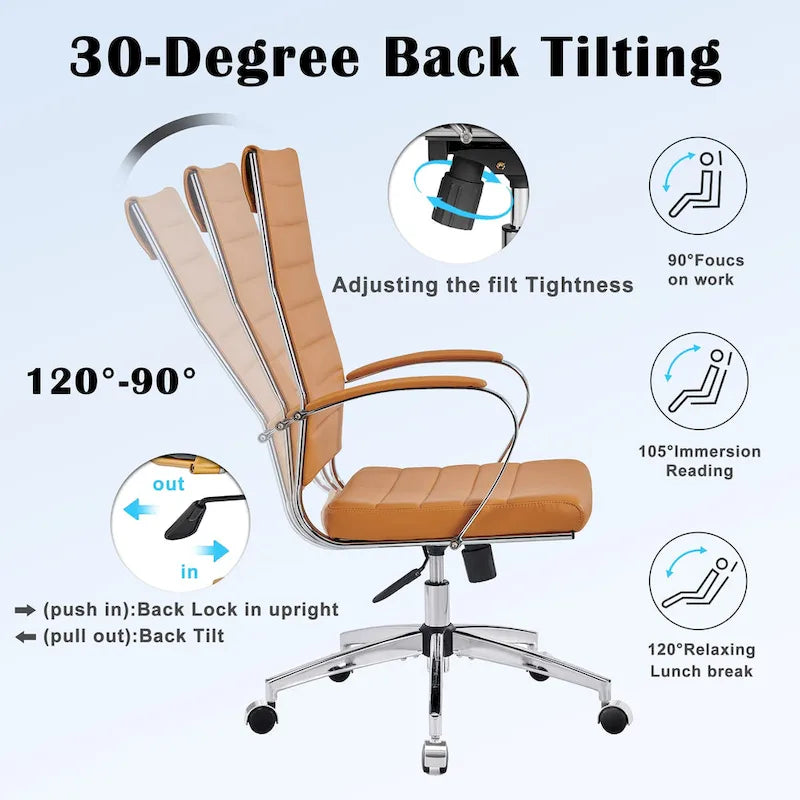 Chaise de bureau nervurée, réglable, pivotante, avec dossier haut