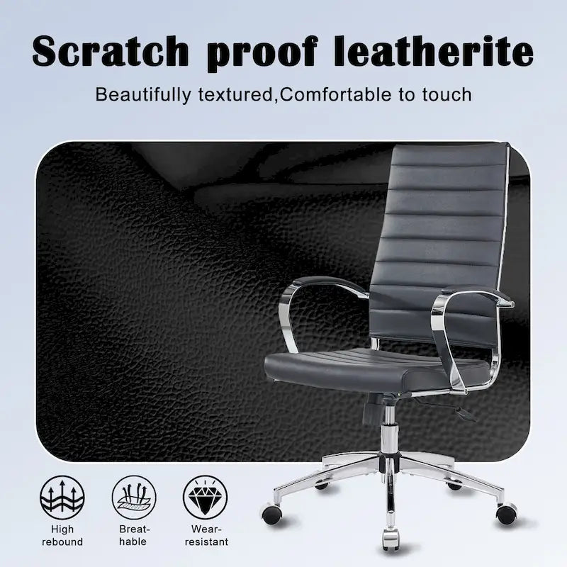 Chaise de bureau nervurée, réglable, pivotante, avec dossier haut
