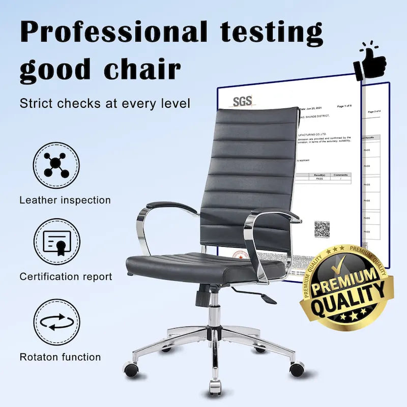 Chaise de bureau nervurée, réglable, pivotante, avec dossier haut
