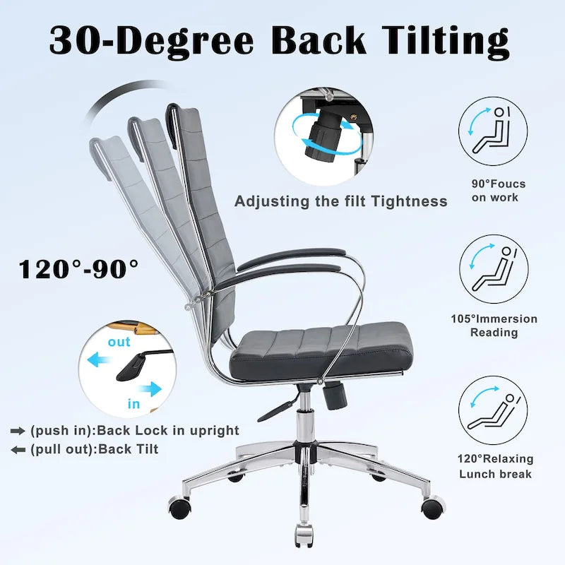 Chaise de bureau nervurée, réglable, pivotante, avec dossier haut