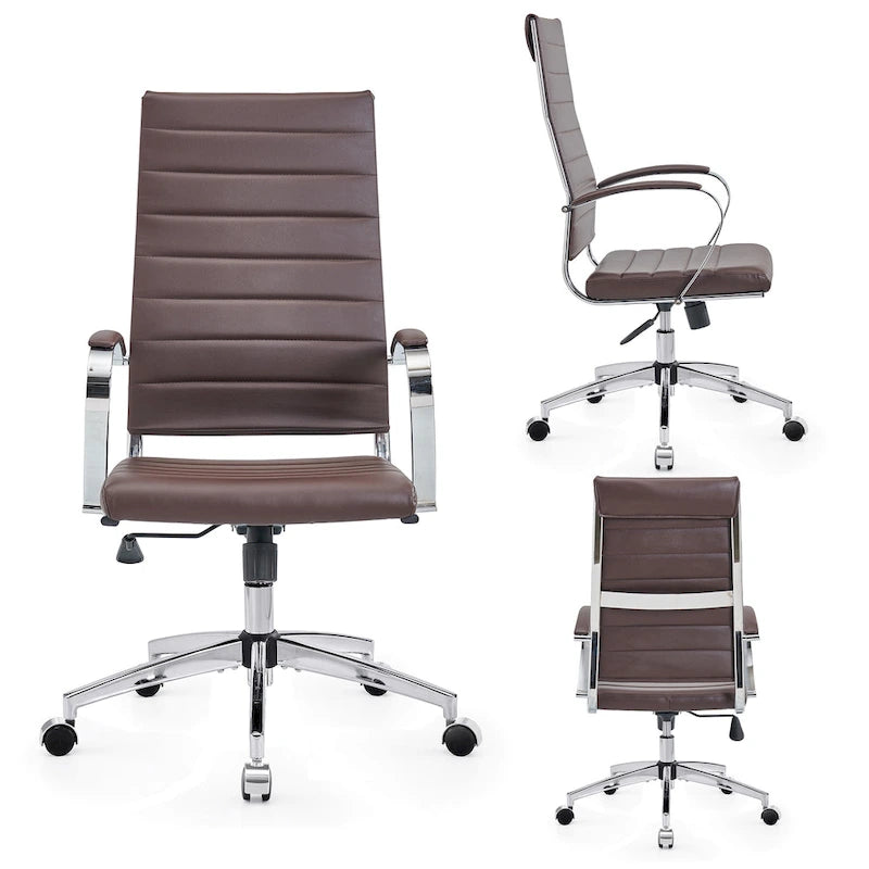 Chaise de bureau nervurée, réglable, pivotante, avec dossier haut