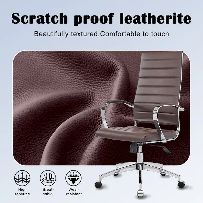 Chaise de bureau nervurée, réglable, pivotante, avec dossier haut