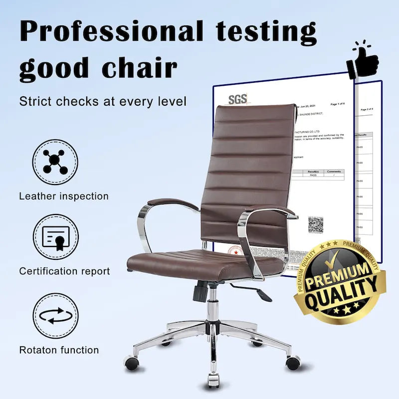 Chaise de bureau nervurée, réglable, pivotante, avec dossier haut