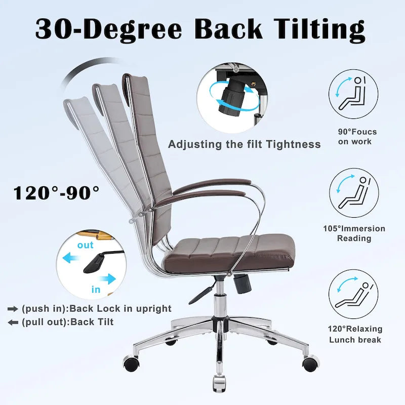 Chaise de bureau nervurée, réglable, pivotante, avec dossier haut