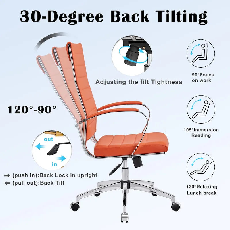 Chaise de bureau nervurée, réglable, pivotante, avec dossier haut