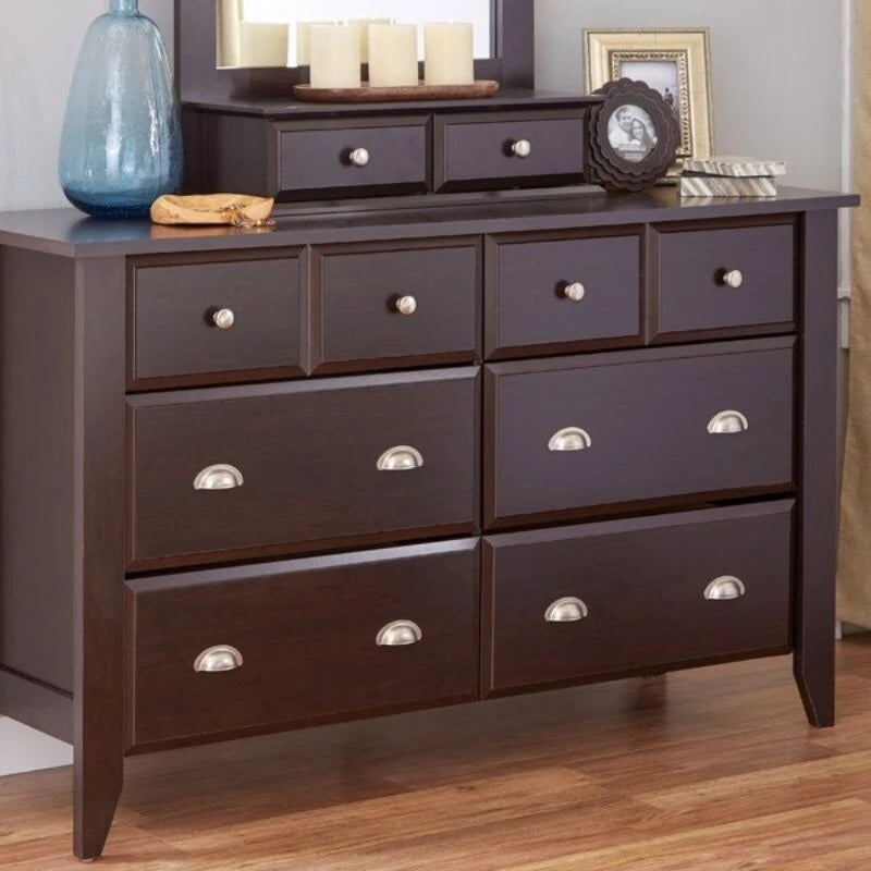Commode penderie 6 tiroirs en bois marron foncé