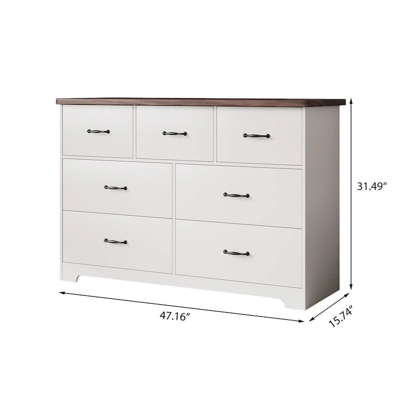 Commode moderne pour chambre à coucher, buffet double à 7 tiroirs