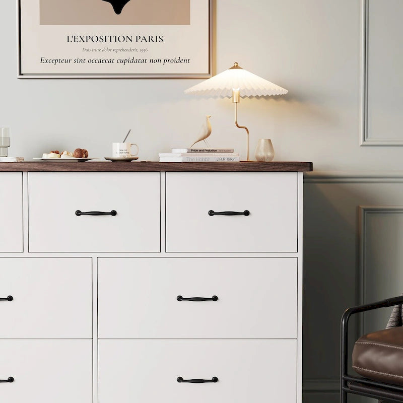 Commode moderne pour chambre à coucher, buffet double à 7 tiroirs