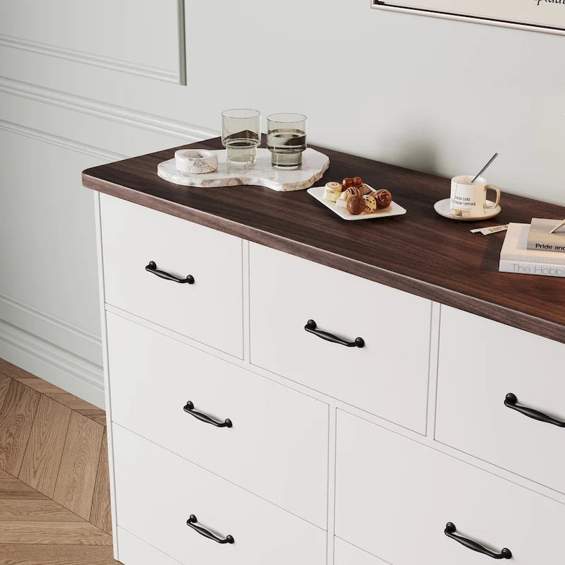 Commode moderne pour chambre à coucher, buffet double à 7 tiroirs