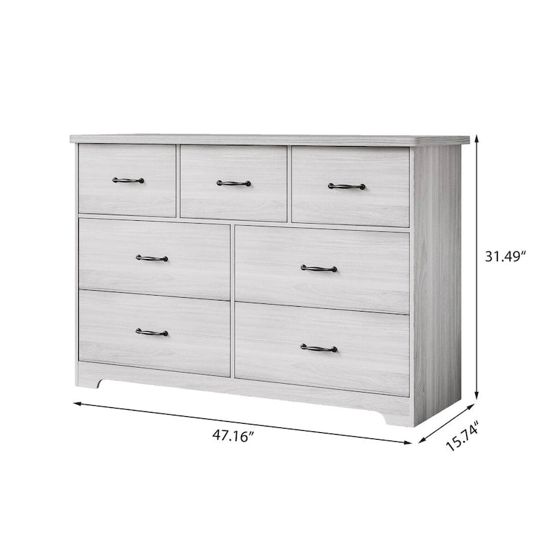 Commode moderne pour chambre à coucher, buffet double à 7 tiroirs