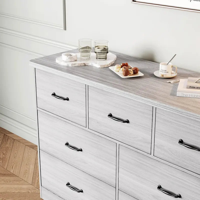 Commode moderne pour chambre à coucher, buffet double à 7 tiroirs