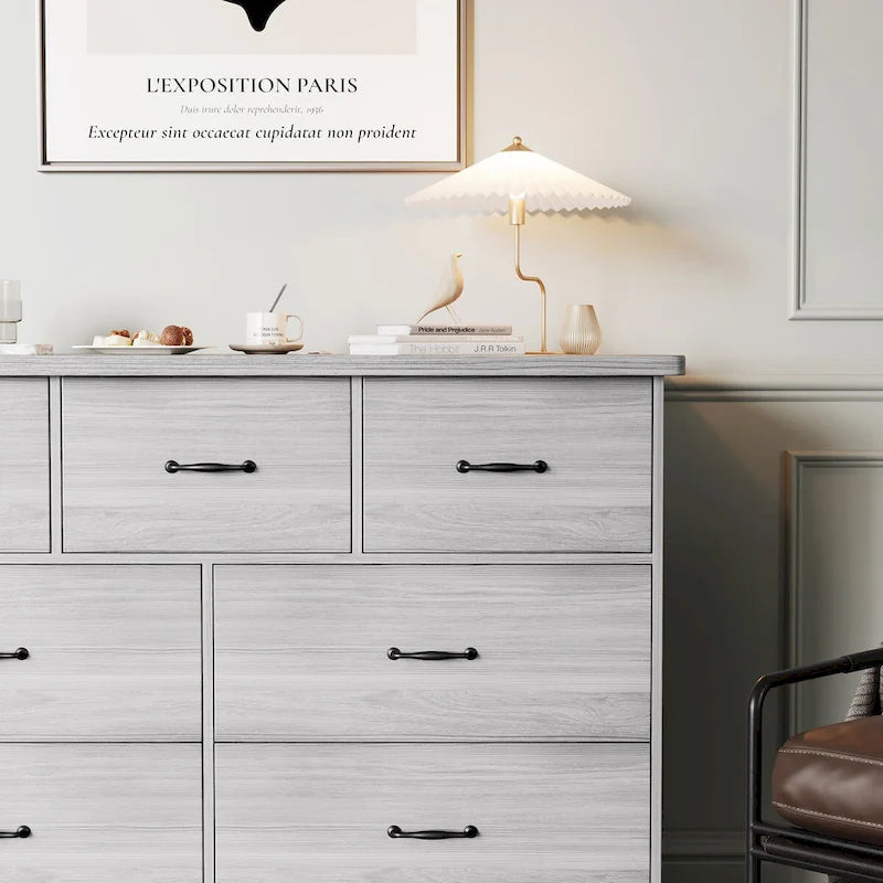 Commode moderne pour chambre à coucher, buffet double à 7 tiroirs