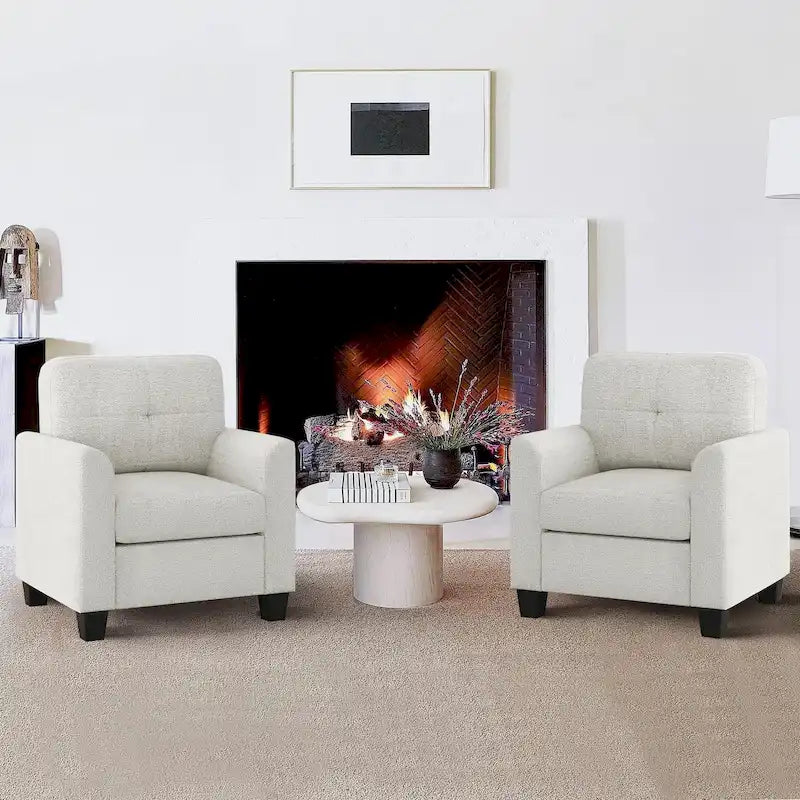Fauteuil d'appoint rembourré de style Mid-Century avec accoudoirs - 32,5L x 28,9l x 36,2H po