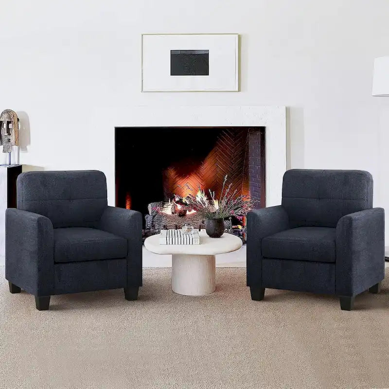 Fauteuil d'appoint rembourré de style Mid-Century avec accoudoirs - 32,5L x 28,9l x 36,2H po