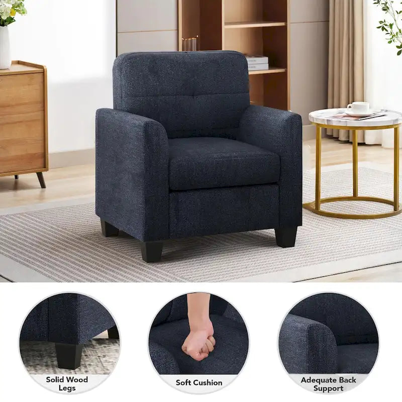 Fauteuil d'appoint rembourré de style Mid-Century avec accoudoirs - 32,5L x 28,9l x 36,2H po
